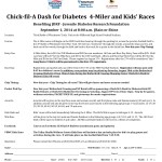 Dash for Diabetes 2014 registration form